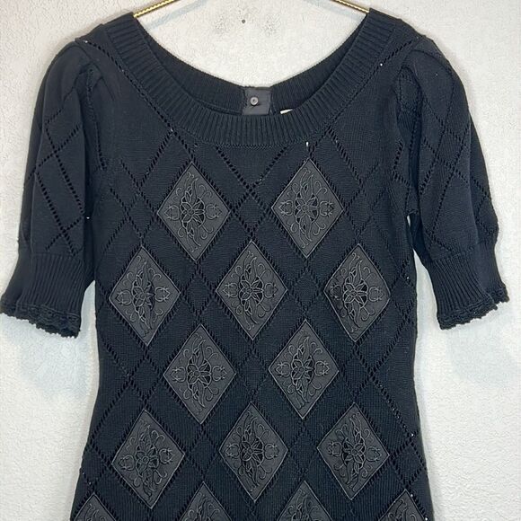 NWT LoveShackFancy KATARA KNIT BLACK MINI DRESS Large - Picture 3 of 16